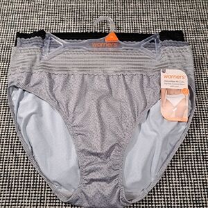 Warner's Gray Microfiber Hi-Cut Briefs with Lace Trim - 3 Pack